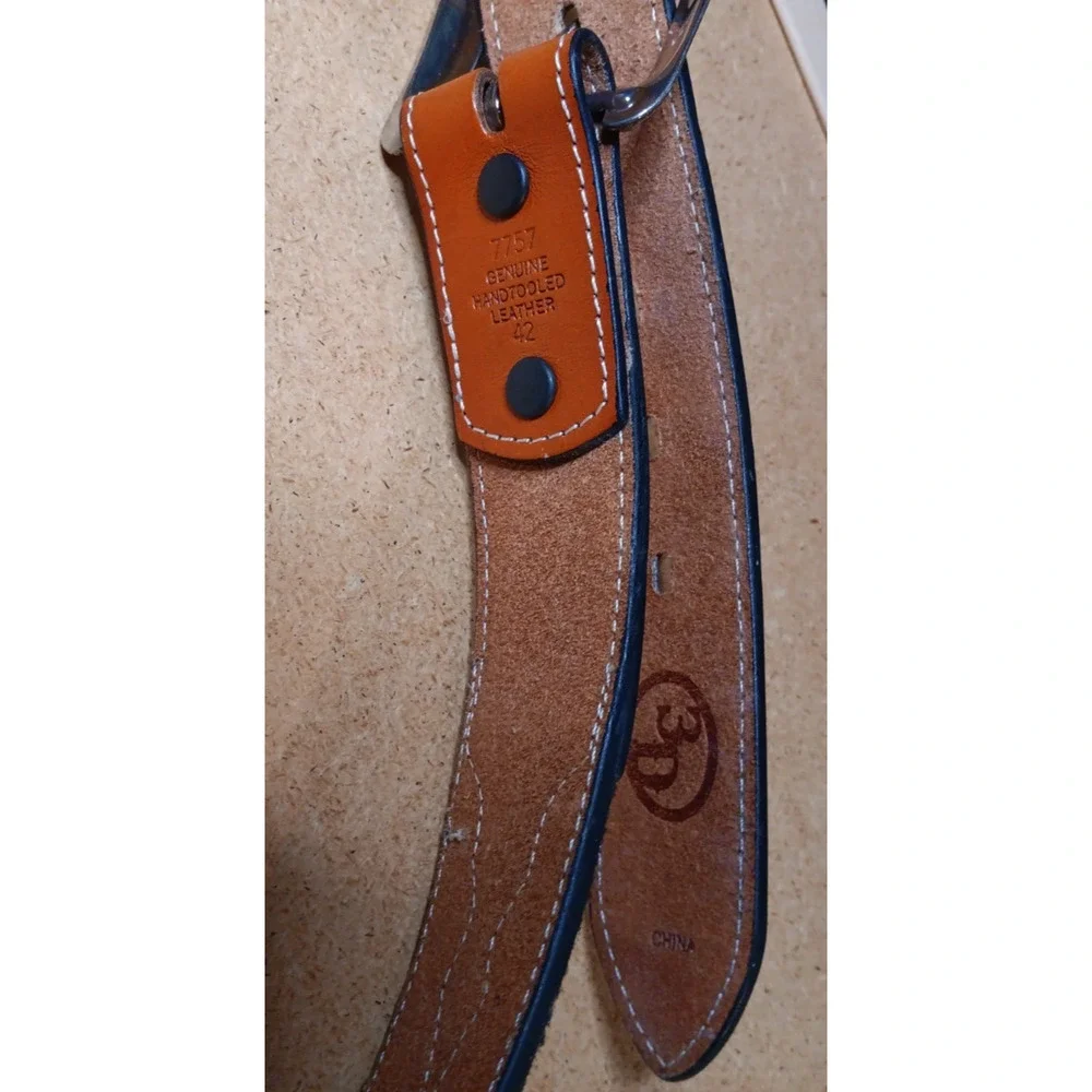 3D Leather Cross, Cowhide & Gems Belt Sz 39-42 (7757)